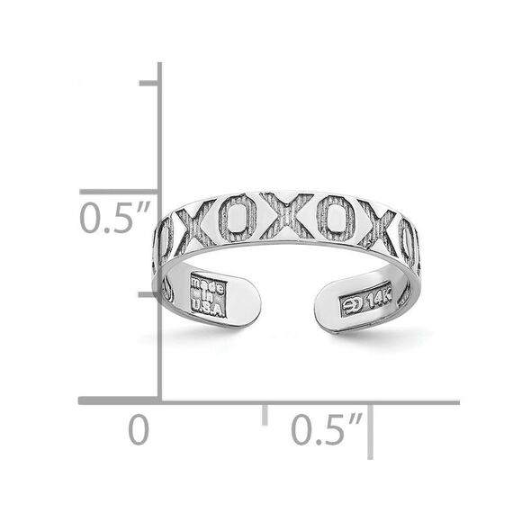 14k White Gold X & O Pattern Toe Ring